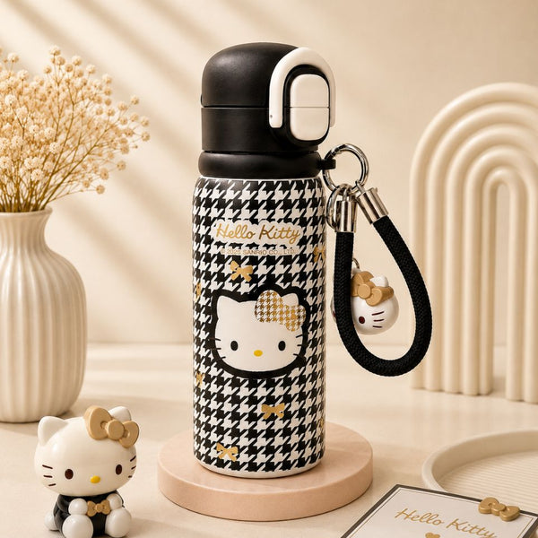 Hello Kitty Houndstooth Flask Black